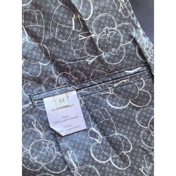 Men's LOUIS VUITTON UNIFORMS Navy Blue Virgin Wool Blazer Suit Jacket, Size 44 - Picture 12 of 14